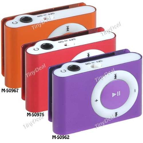 Mp3 Player De Forma Retangular Clipe Pad + Tf Slot